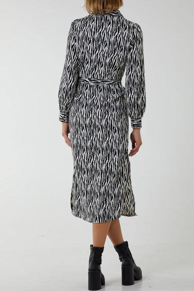 Zebra Midi Shirt Dress