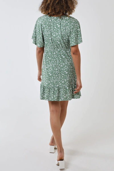 Maura Floral Trapeze Button Through Raglan Mini Dress