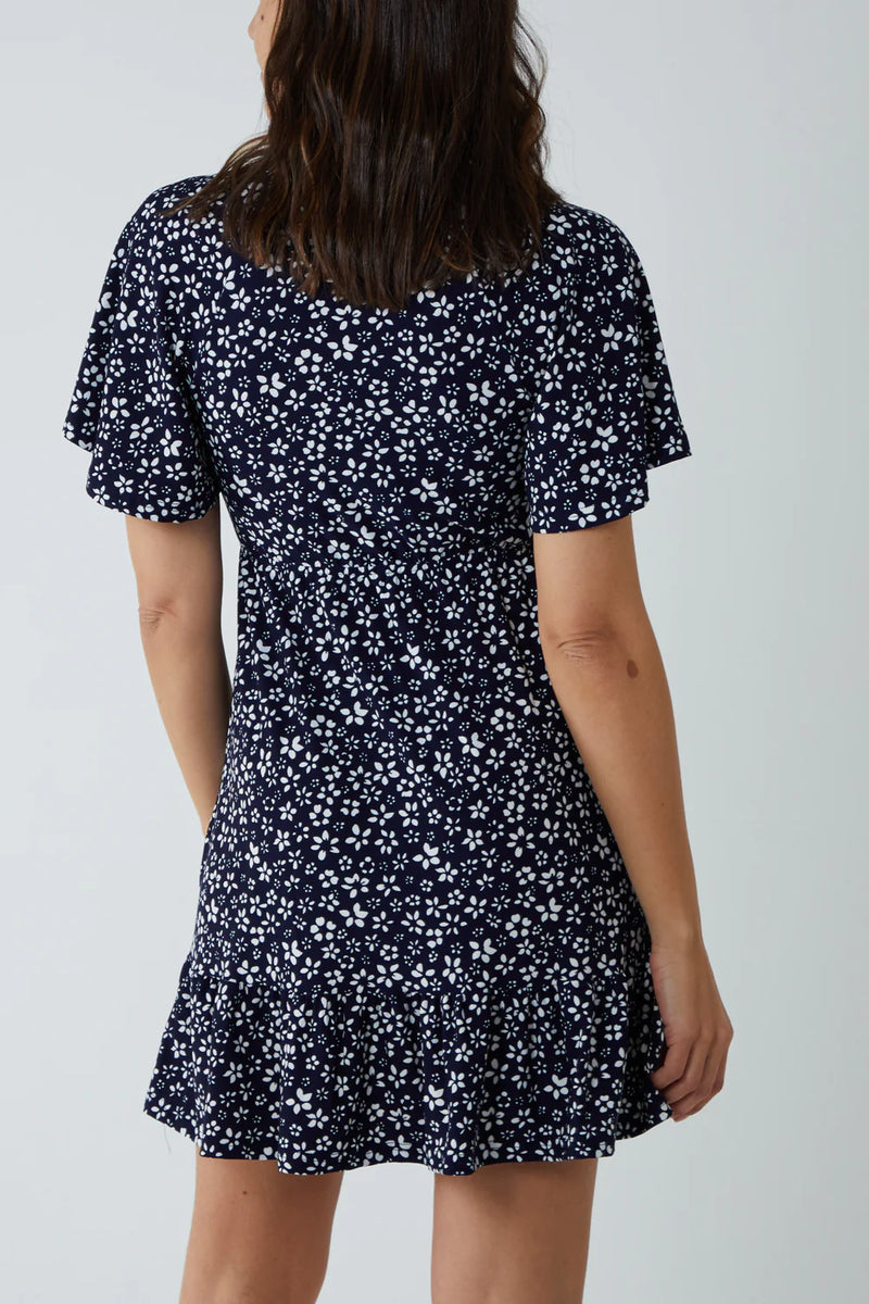 Maura Floral Trapeze Button Through Raglan Mini Dress