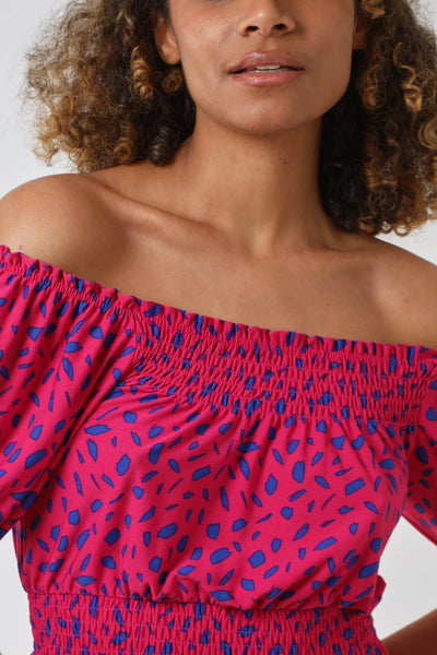 Abstract Spot Bardot Mini Stretch Dress