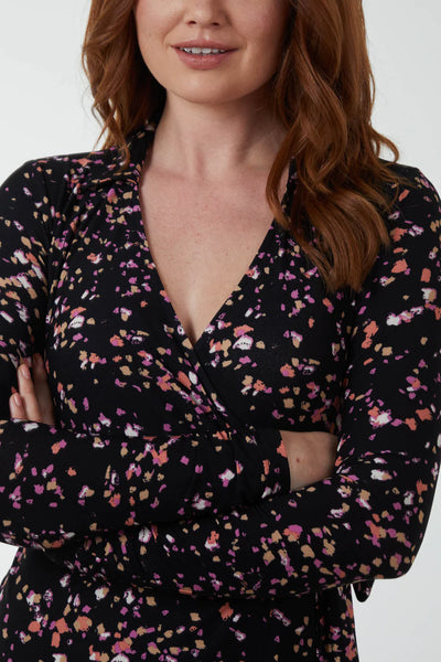 Ditsy Floral Side Wrap Midi Dress