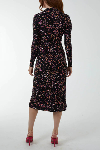 Ditsy Floral Side Wrap Midi Dress