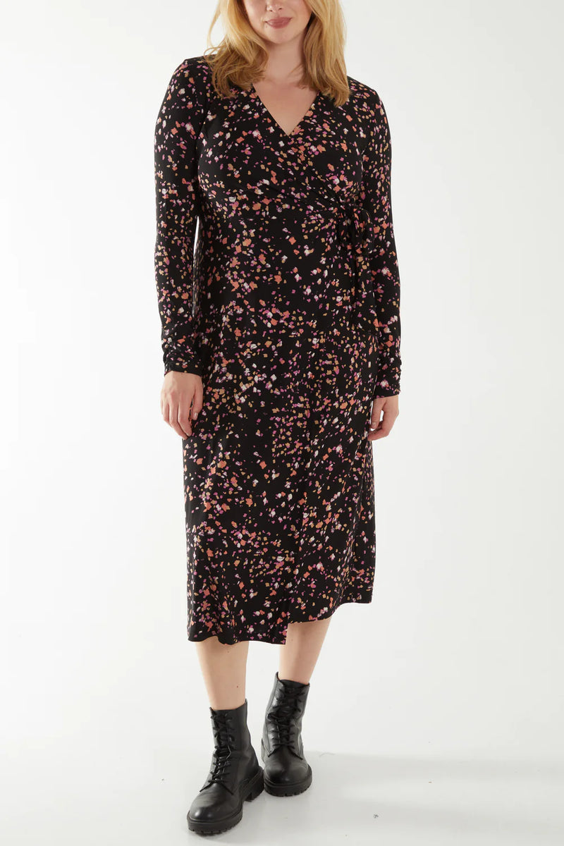 Ditsy Floral Side Wrap Midi Dress