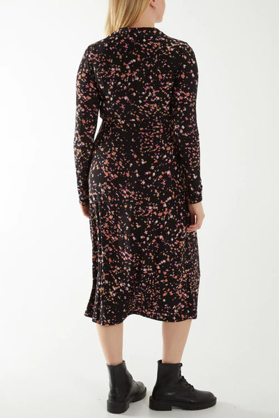 Ditsy Floral Side Wrap Midi Dress