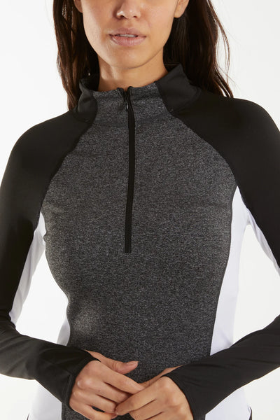 Heidi High Zip Neck Contrast Activewear Top