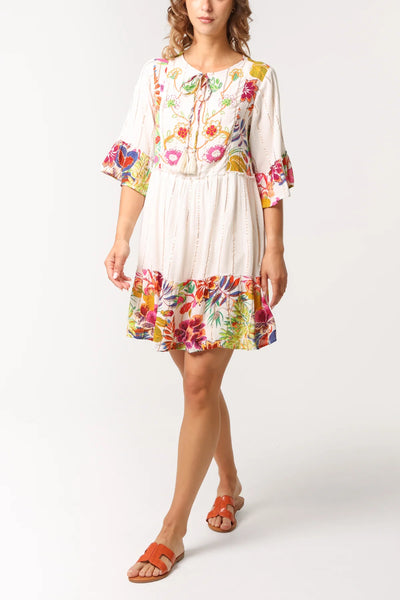 Tropical Print Embellished Midi Dress - More Sizes Available