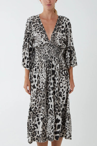 Eva Shirred Midi Dress