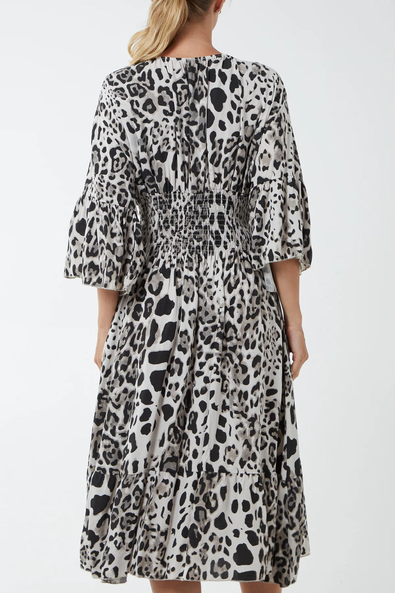Eva Shirred Midi Dress
