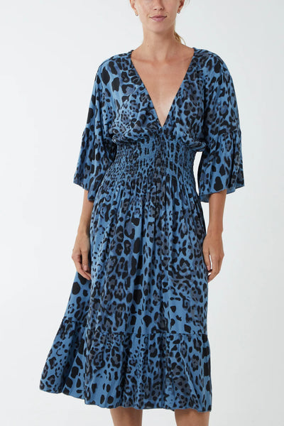 Eva Shirred Midi Dress