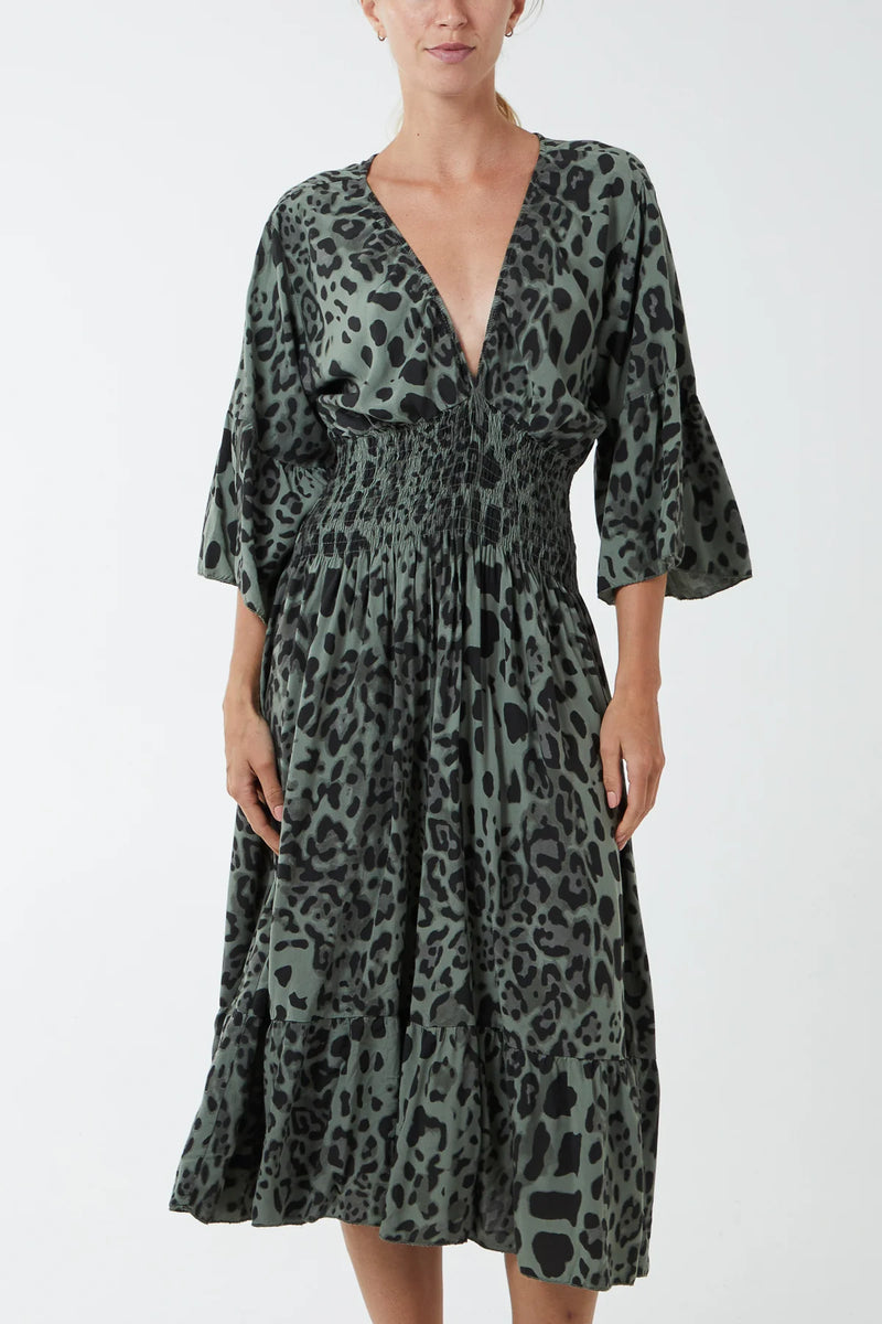 Eva Shirred Midi Dress