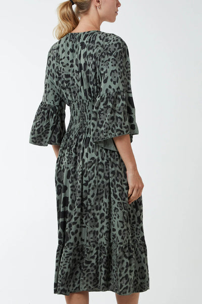 Eva Shirred Midi Dress