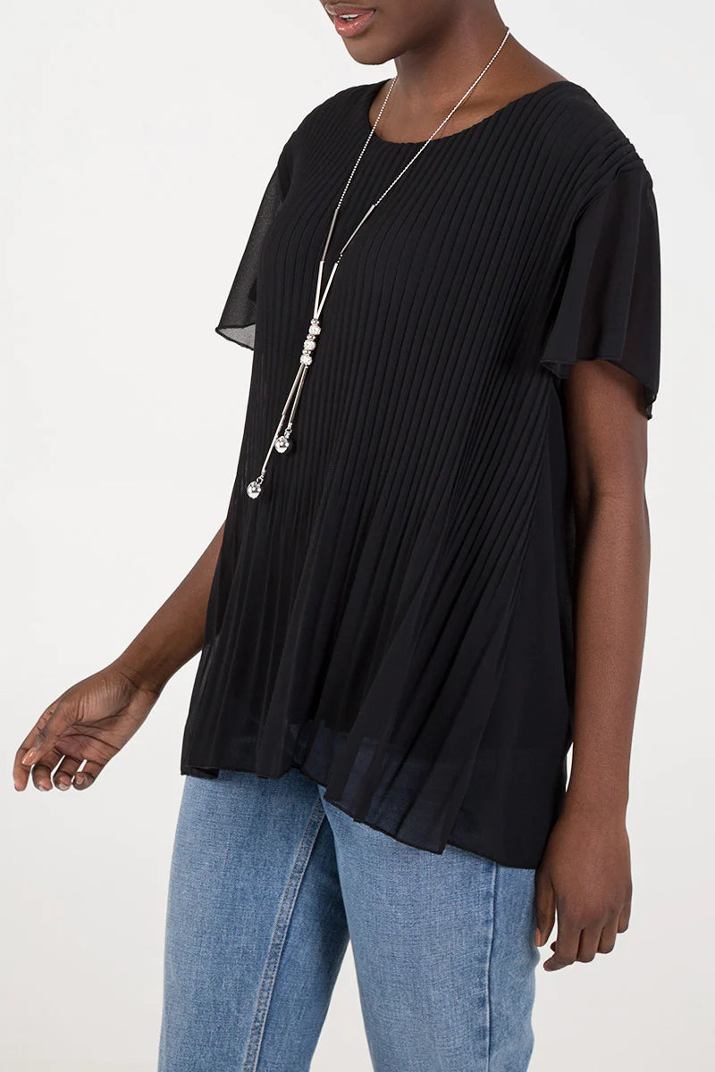 Pam Pleated Capped Sleeve Blouse - More Colours Available