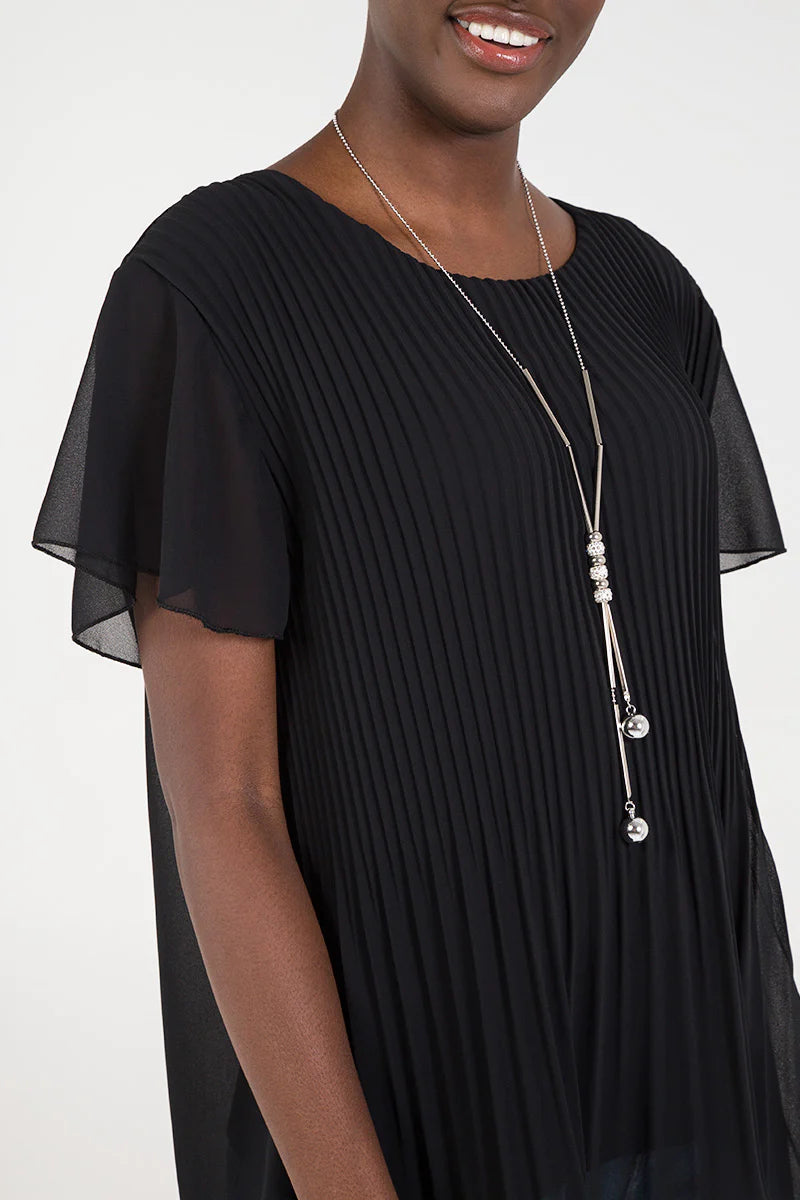 Pam Pleated Capped Sleeve Blouse - More Colours Available