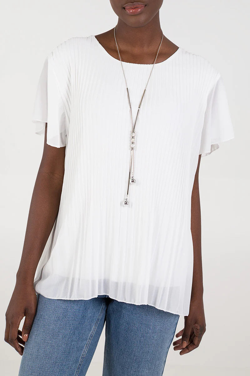 Pam Pleated Capped Sleeve Blouse - More Colours Available