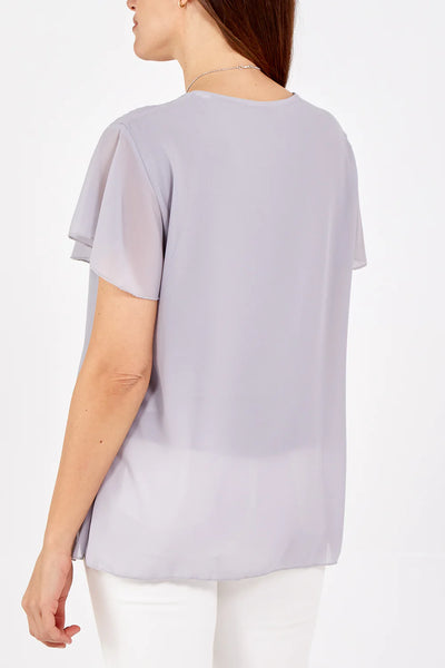 Pam Pleated Capped Sleeve Blouse - More Colours Available