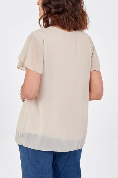 Pam Pleated Capped Sleeve Blouse - More Colours Available