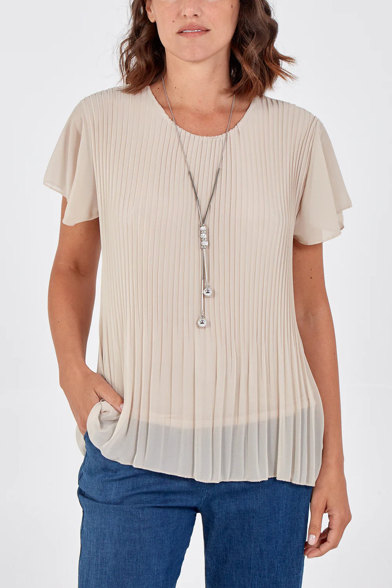 Pam Pleated Capped Sleeve Blouse - More Colours Available