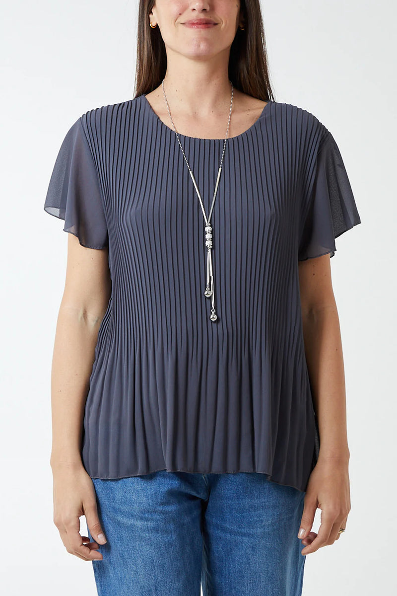 Pam Pleated Capped Sleeve Blouse - More Colours Available