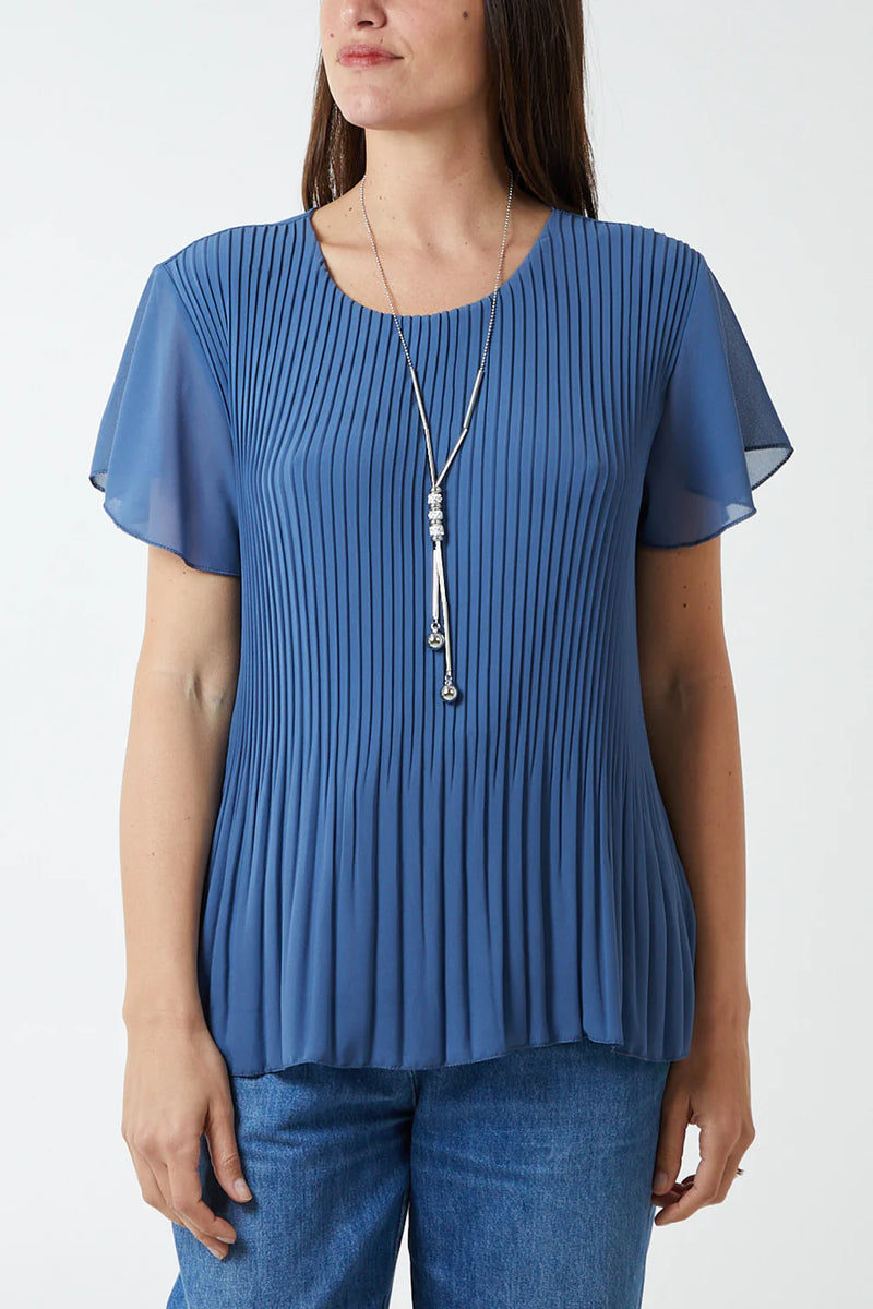 Pam Pleated Capped Sleeve Blouse - More Colours Available