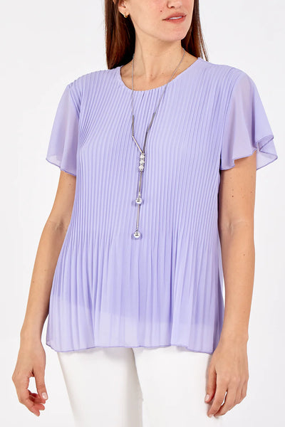 Pam Pleated Capped Sleeve Blouse - More Colours Available