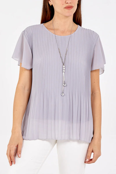 Pam Pleated Capped Sleeve Blouse - More Colours Available