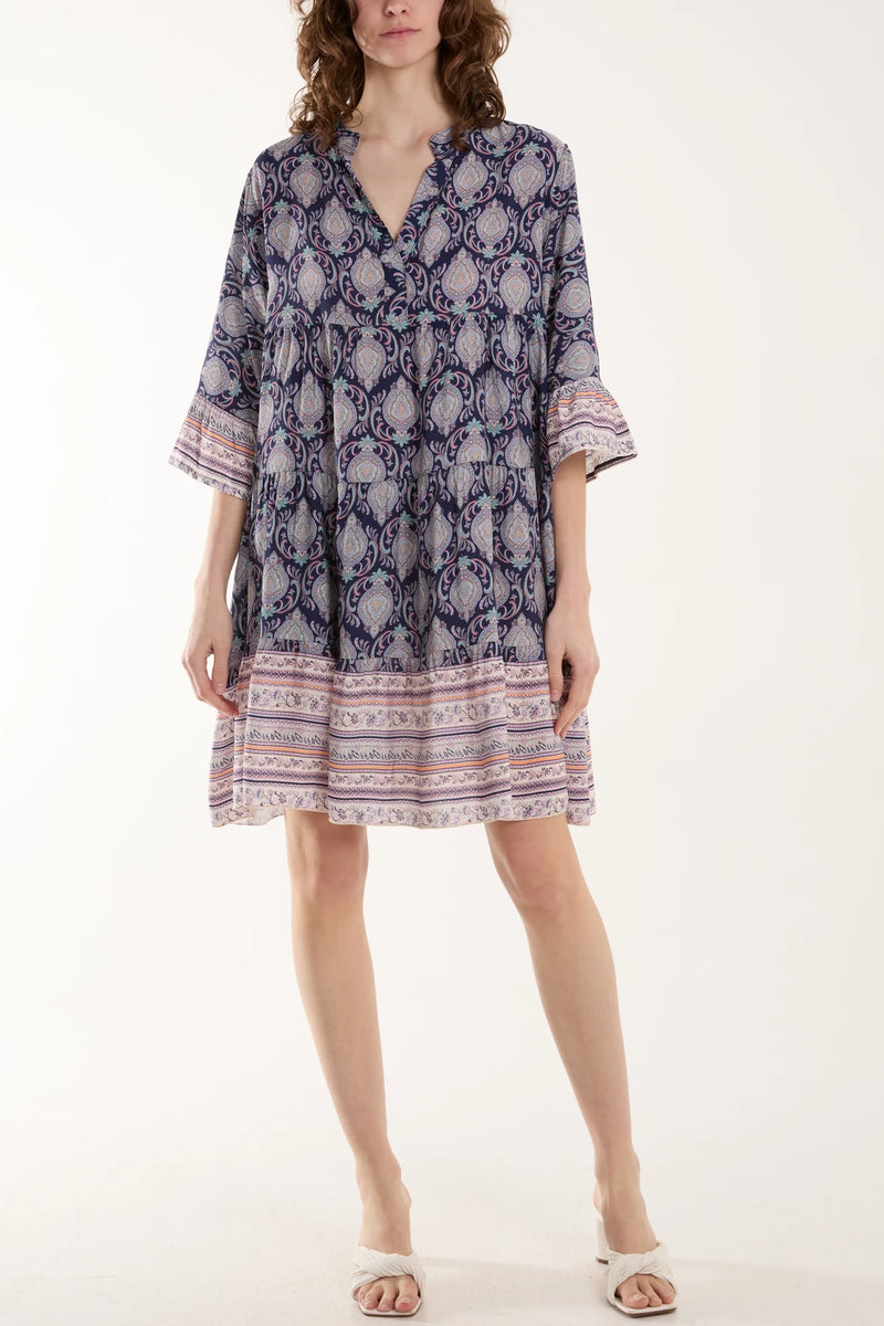 Georgia Paisley Tiered Smock Dress - More Colours Available