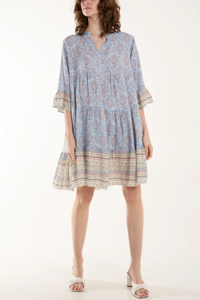 Georgia Paisley Tiered Smock Dress - More Colours Available