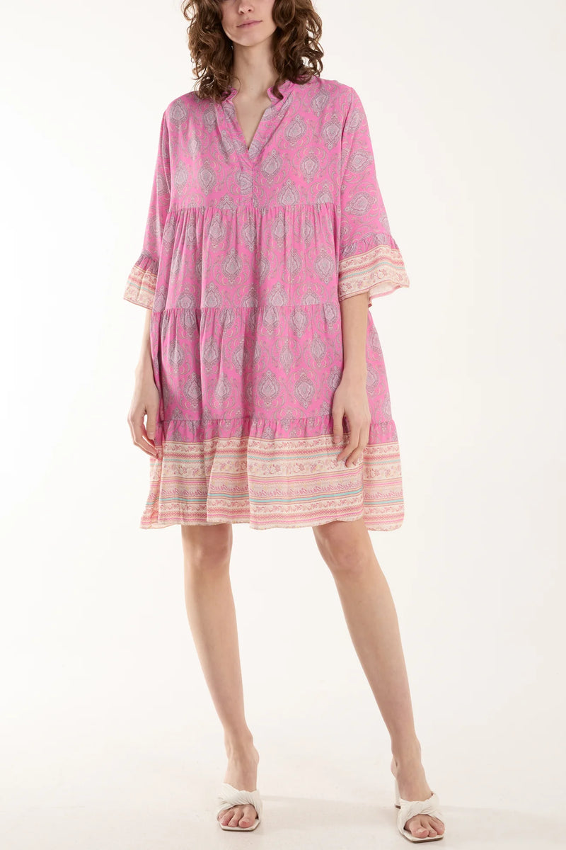 Georgia Paisley Tiered Smock Dress - More Colours Available