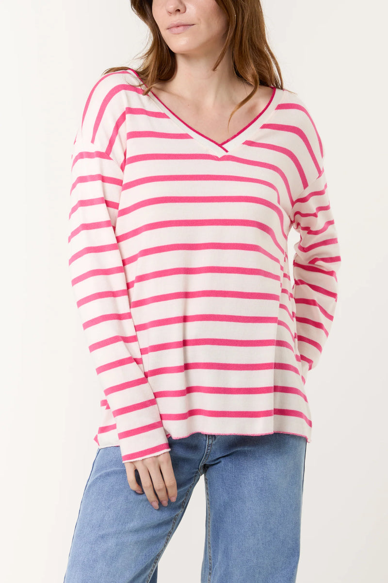 Olivia V Stripe Top - More Colours Available
