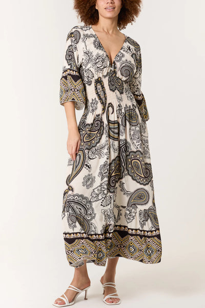 Paige Paisley Tribal Shirred Bodice Maxi Dress - More Colours Available
