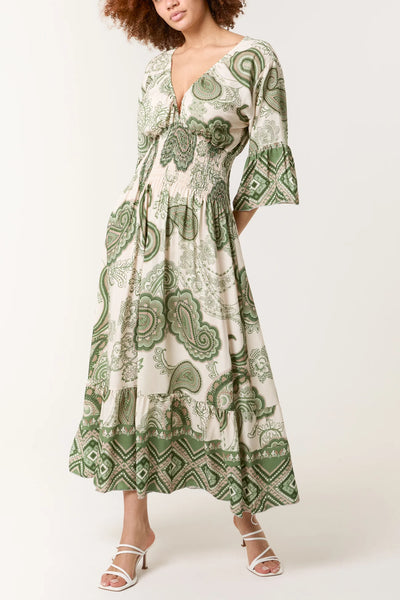 Paige Paisley Tribal Shirred Bodice Maxi Dress - More Colours Available