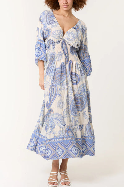 Paige Paisley Tribal Shirred Bodice Maxi Dress - More Colours Available