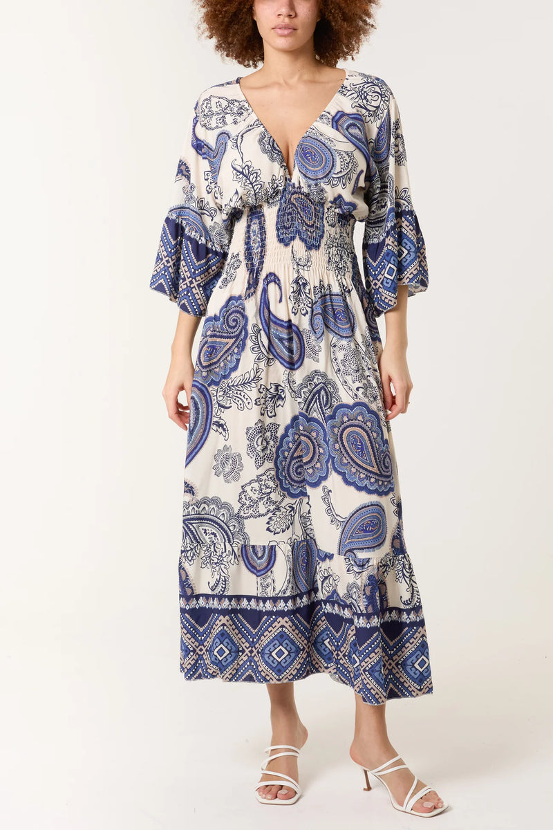 Paige Paisley Tribal Shirred Bodice Maxi Dress - More Colours Available