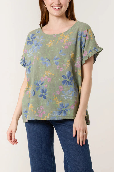 Jasmine Floral Cotton Top - More Colours Available