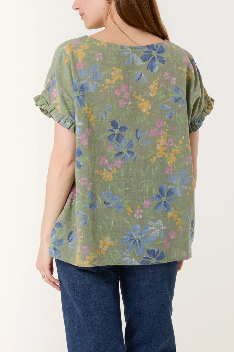 Jasmine Floral Cotton Top - More Colours Available