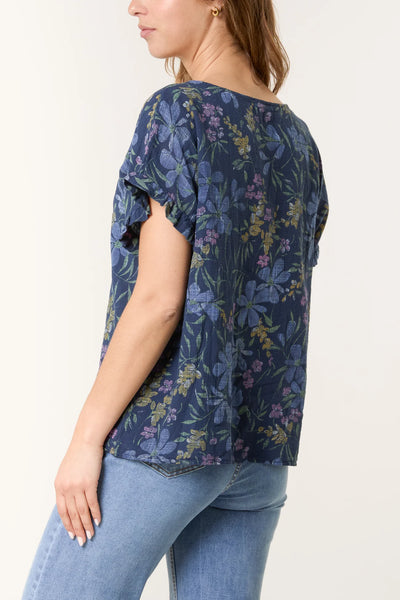 Jasmine Floral Cotton Top - More Colours Available