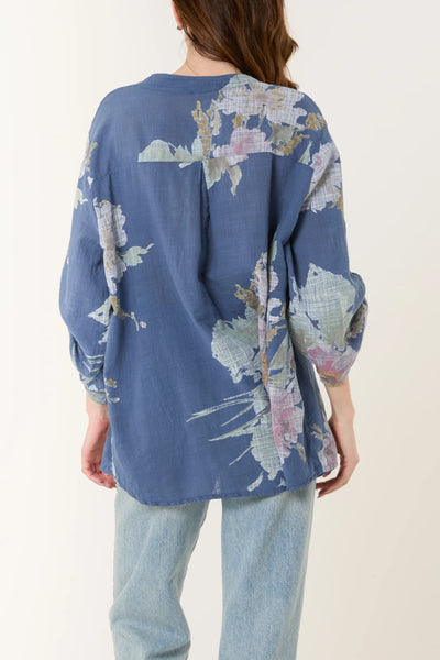 Gracie Floral Sequin Pocket Cotton Blouse - More Colours Available