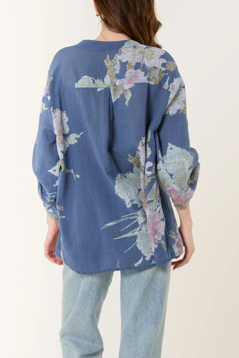 Gracie Floral Sequin Pocket Cotton Blouse - More Colours Available