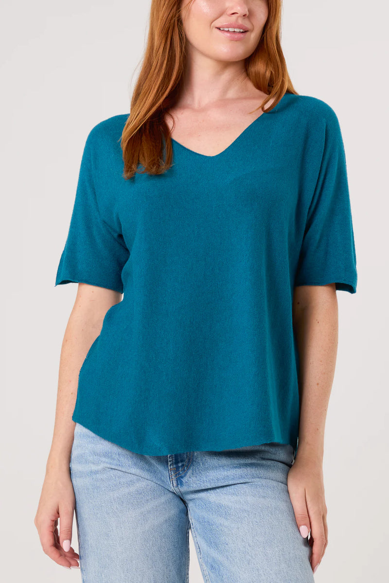 Rosa Raw Edge Short Sleeve Jumper - More Colours Available