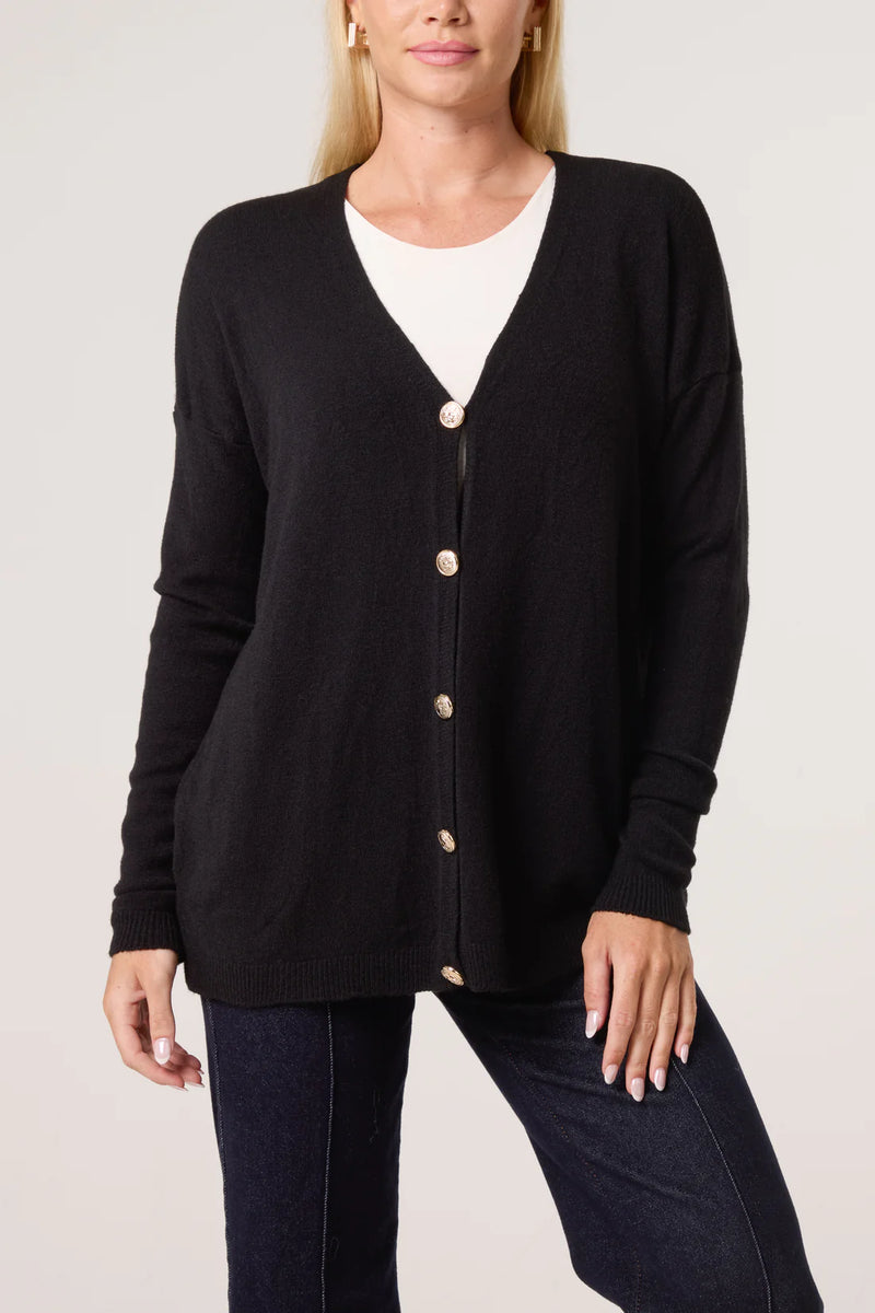 Natalie Gold Button Cardigan - More Colours Available