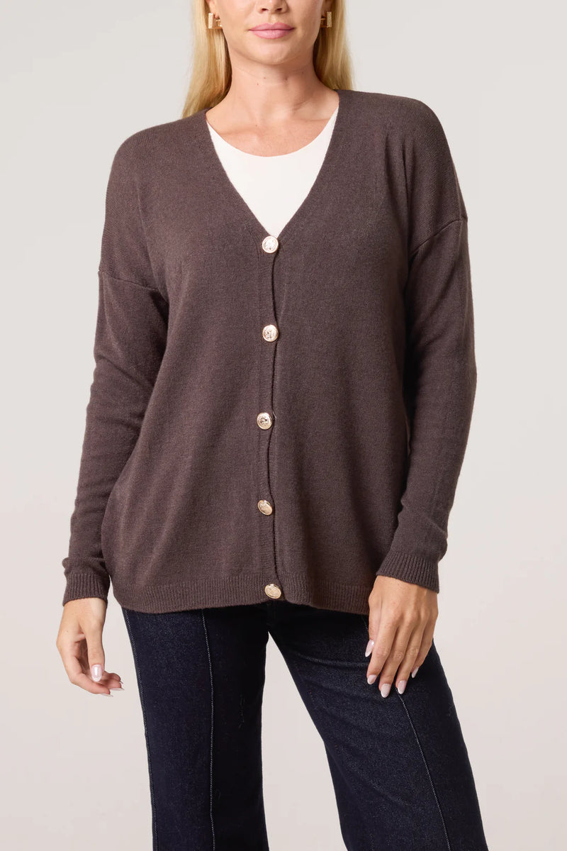 Natalie Gold Button Cardigan - More Colours Available