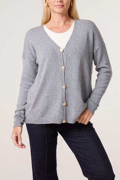Natalie Gold Button Cardigan - More Colours Available