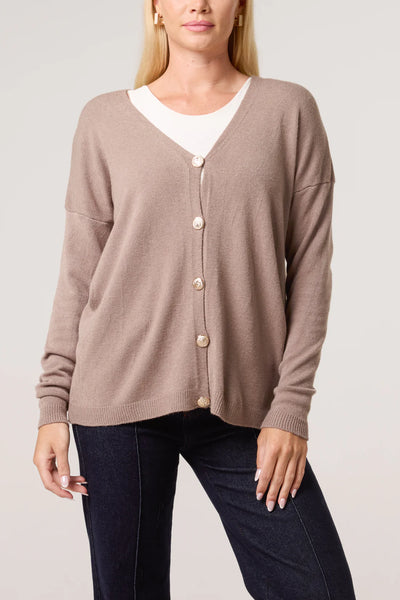 Natalie Gold Button Cardigan - More Colours Available