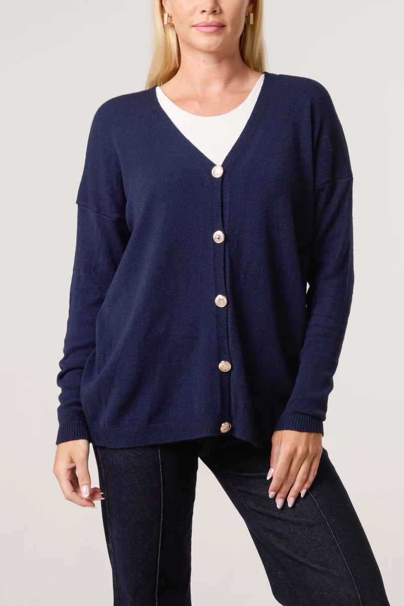 Natalie Gold Button Cardigan - More Colours Available