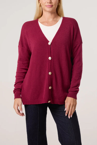 Natalie Gold Button Cardigan - More Colours Available