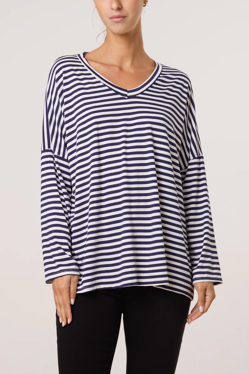 Vanessa V-Neck Stripe Top - More Colours Available