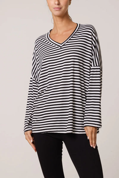 Vanessa V-Neck Stripe Top - More Colours Available