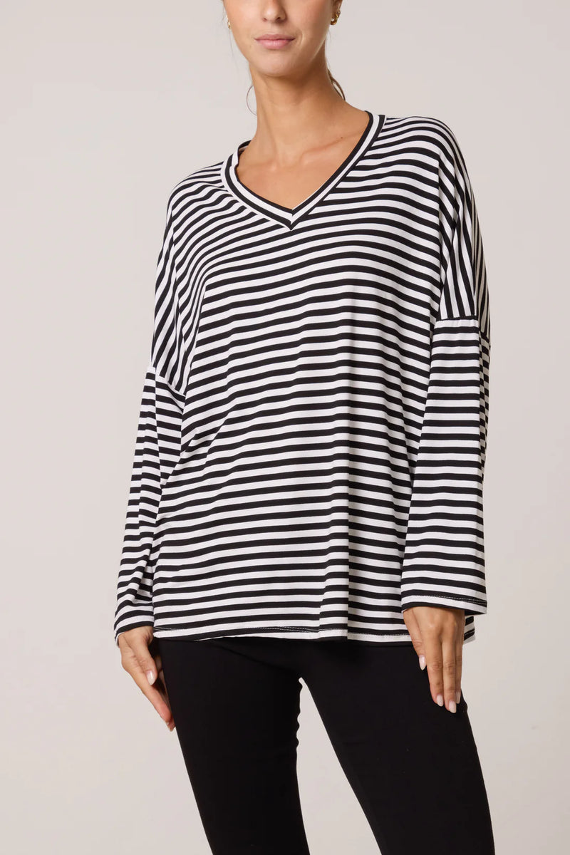 Vanessa V-Neck Stripe Top - More Colours Available