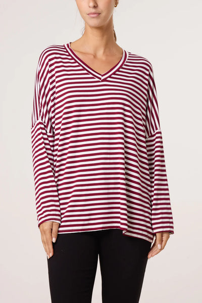 Vanessa V-Neck Stripe Top - More Colours Available