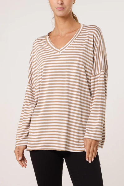 Vanessa V-Neck Stripe Top - More Colours Available